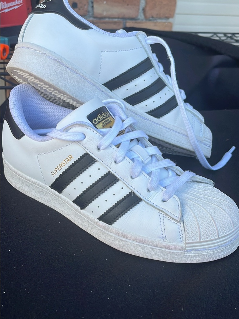 Adidas Superstar White Sneakers with Black Stripes Men’s 5, Women’s 6.5